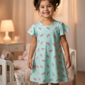 Girls Watermelon Print Cotton Dress