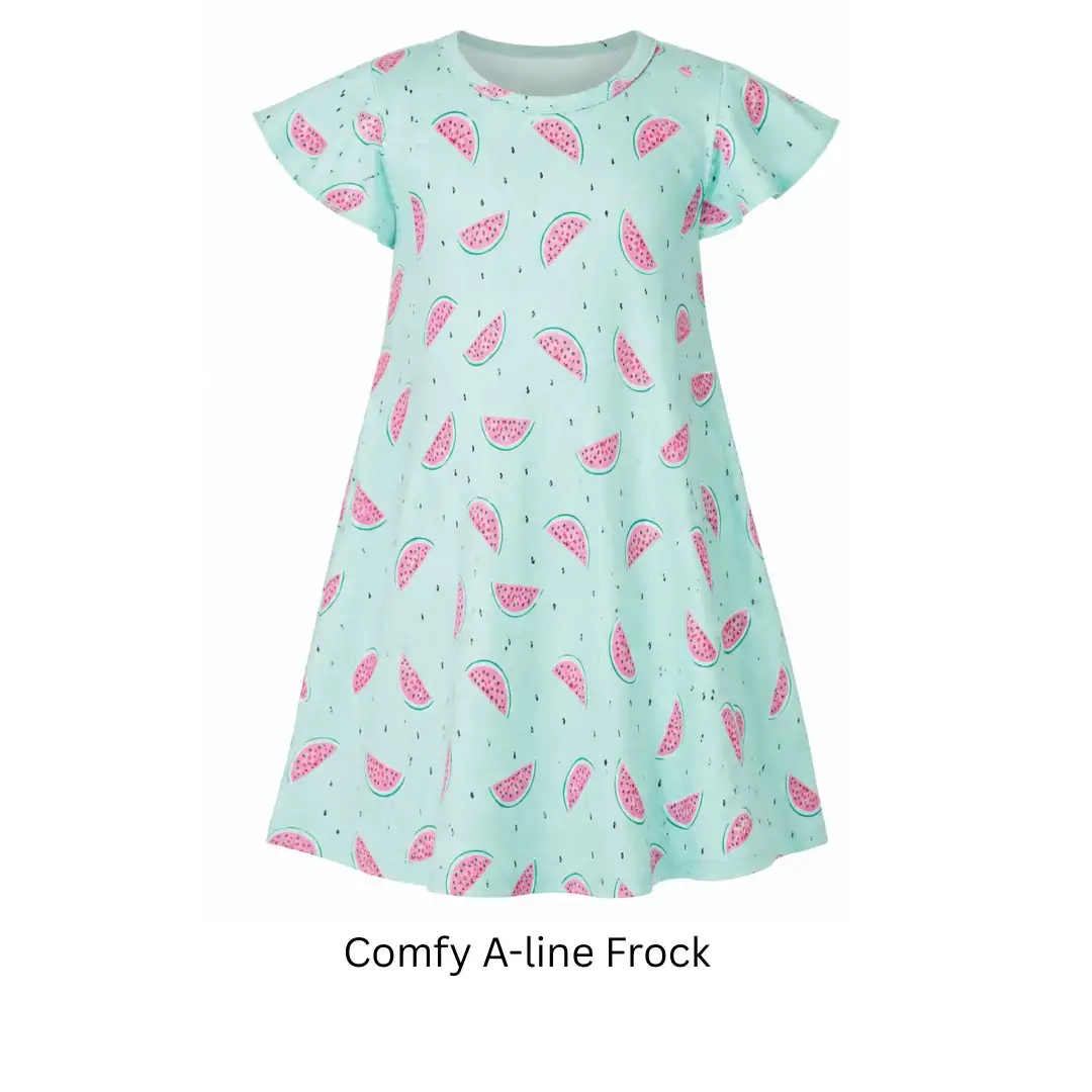 Girls Watermelon Print Cotton Dress