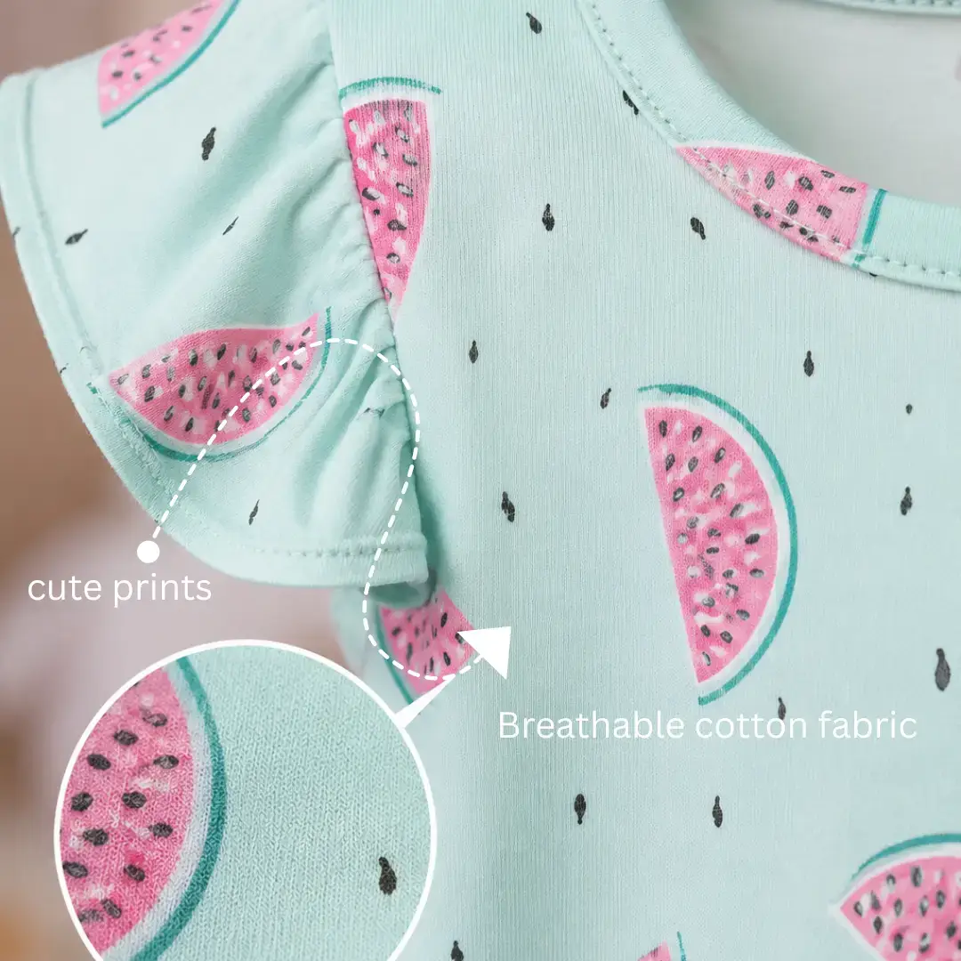 Girls Watermelon Print Cotton Dress