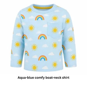 Sky Blue Rainbow Print Full Sleeve Cotton T-Shirt